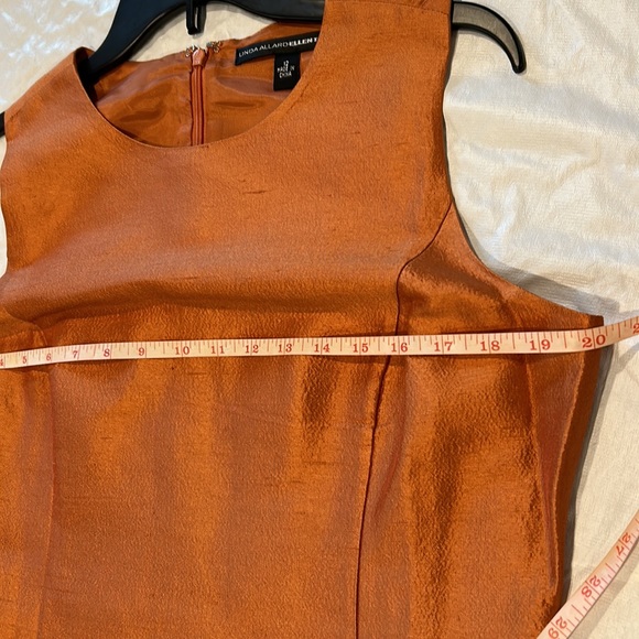 Ellen Tracy Silk Dress Size 12 Copper Colored Brown Zip Back Lined Gently Worn - Picture 5 of 8